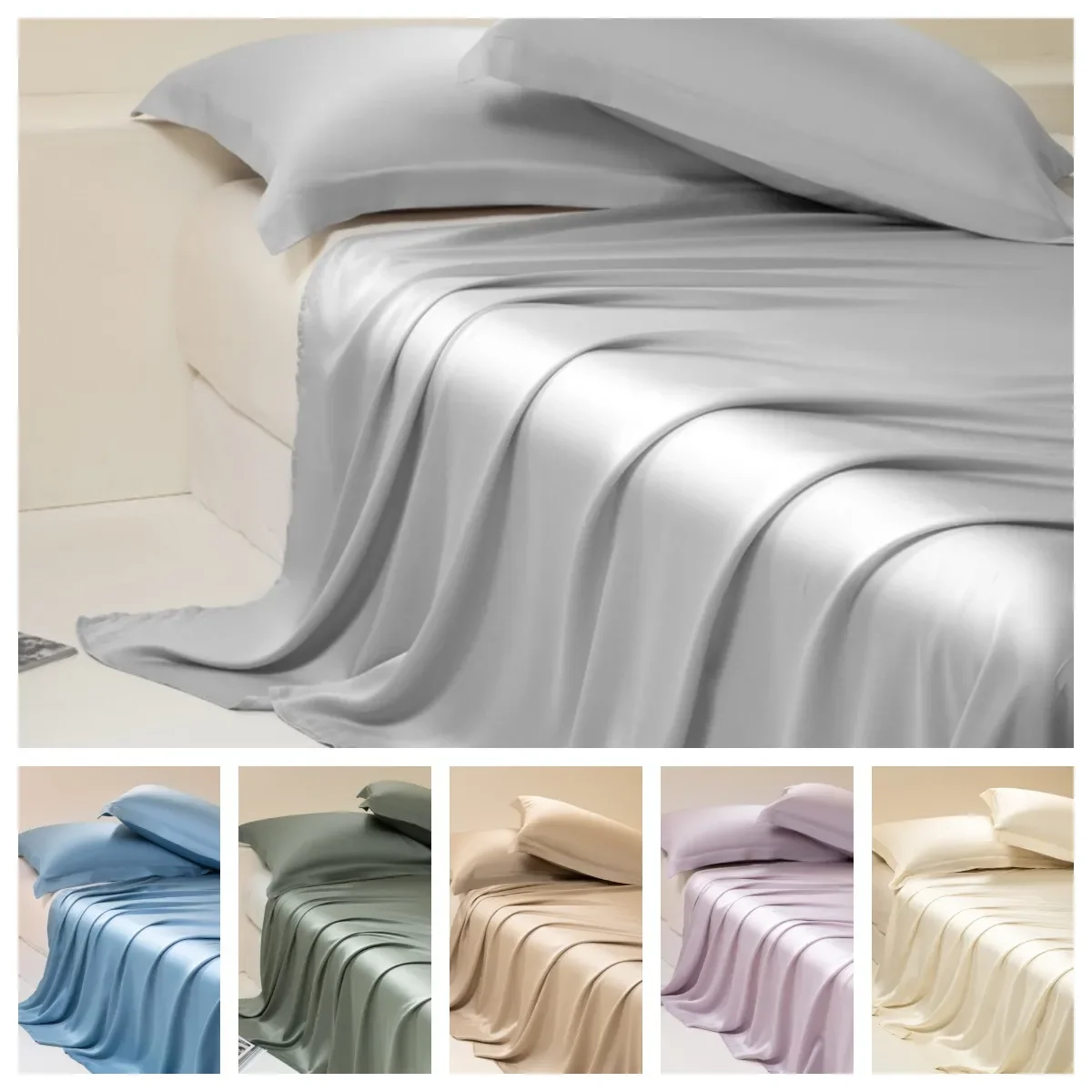 

1pc100%Cotton Silk Flat Bed Sheet Solid Color Bedclothes Queen/King Size Soft Bed Linen Silky Smooth Coolling drap de lit Sheets