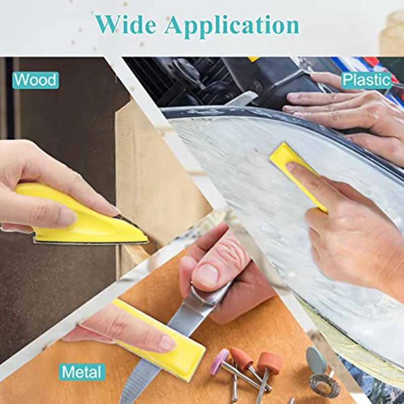 Acertar manualmente a lixadeira de mão mó para artesanato de madeira, papel 7, 80, 120, 180, 240, 320, 400, 71 pcs