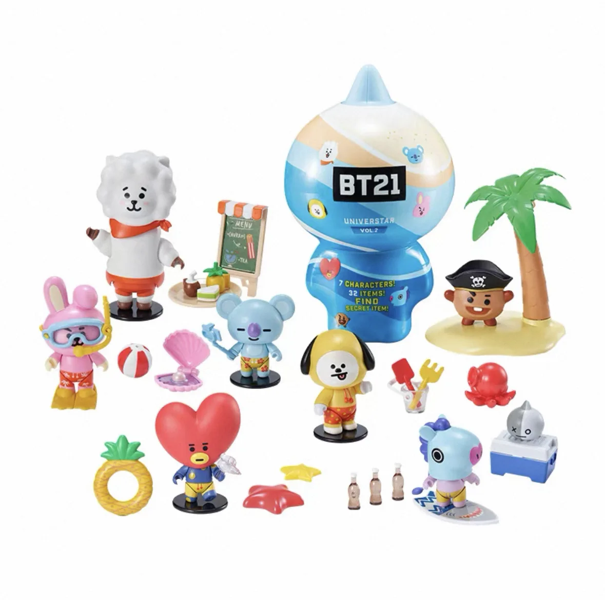 Offizielle Bt21 Figuren, authentische BTS-Sammelfiguren, Modellpuppen mit Szenenzubehör, Desktop-Dekoration für K-Pop-Fans – Detail 2