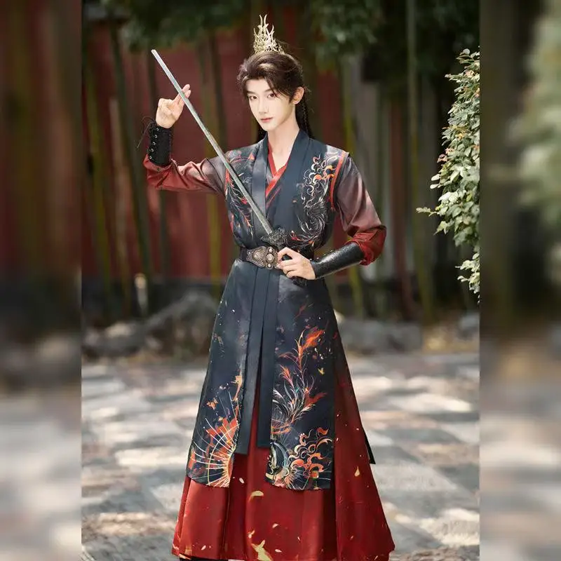 XXXL Large Size Hanfu Men Women Traditional Song Dynasty Long Shirt Beizi Skirt Halloween Event Swordsman Cosplay Costume Suit