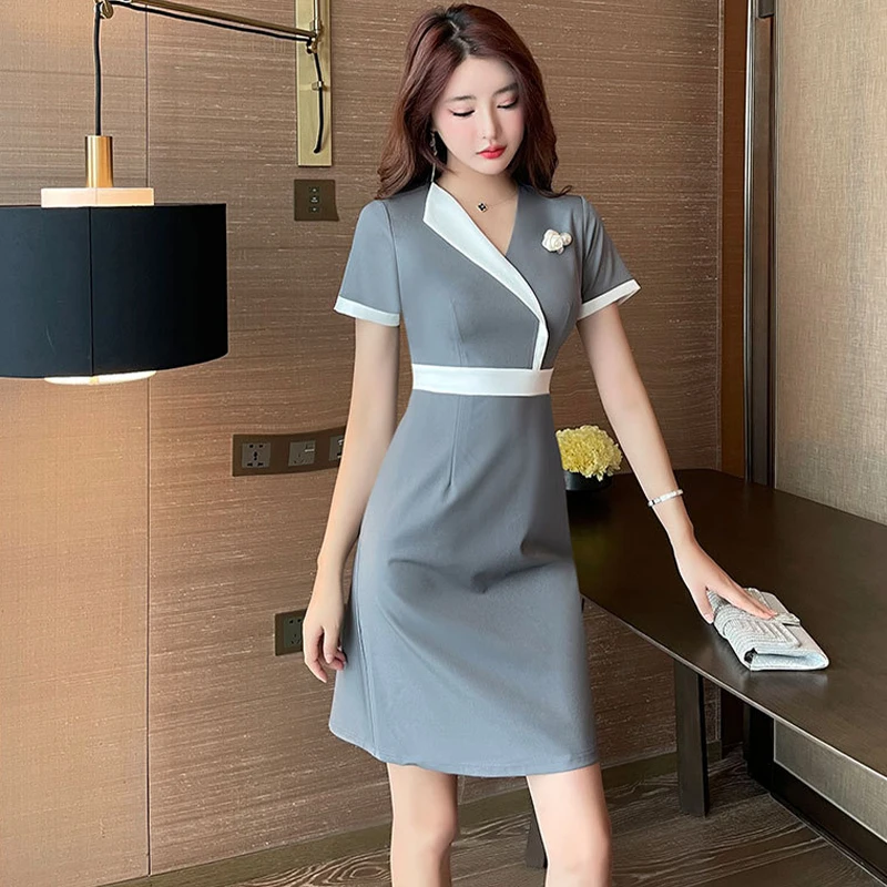 Women's Spa Uniforms Hotel Sauna Foot Bath Beautician Fashion Workwear Massage Clothing Beauty Nail Technician Dress