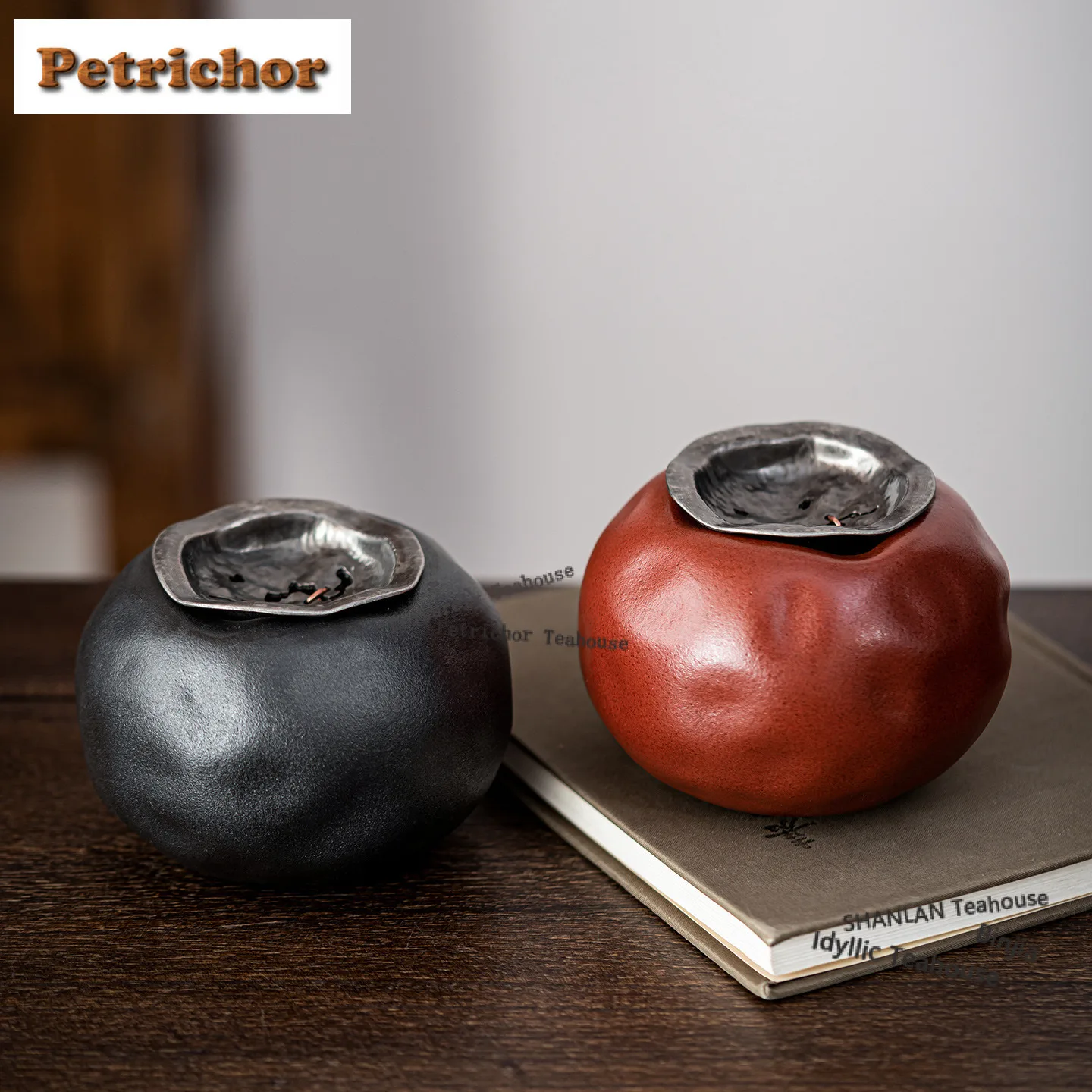Coarse Pottery Persimmon Jianshui Tea Washing Basin Tea Garbage Can Household Chaxi Teaset Supplies Decoration Craft Supplies