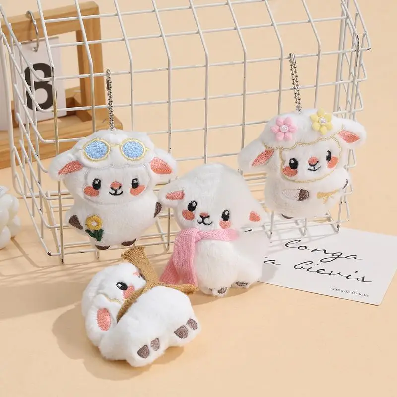 Fluffy Soft Plush Sheep Keychain Kawaii Cute Backpack Pendant Birthday Gift For Girls Kids Friends