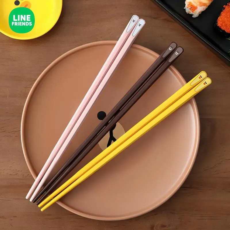 Line Friends Anime 1 Pairs Brown Bear Sally Cony Cartoon Chopsticks Kawaii Non-Slip Reusable Sushi Chopstick Kitchen Tableware