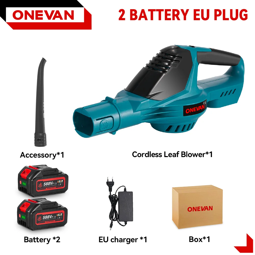 ​ ONEVAN 5500W Borstelloze Elektrische Luchtblazer High Power Sneeuwblad Stof Blazen Tuin Cleaner Power Tool Voor Makita Batterij pin