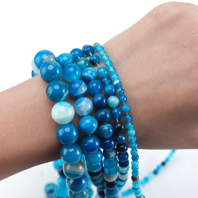 1 Strand 4/6/8/10/12mm Natural Stone Beads Blue Color Apatite Stone Beads For Jewelry Making DIY Necklace Bracelet Accessories