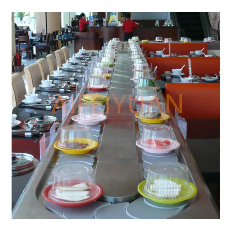 Rotary buffet transmission belt sushi conveyor belt system for restaurant