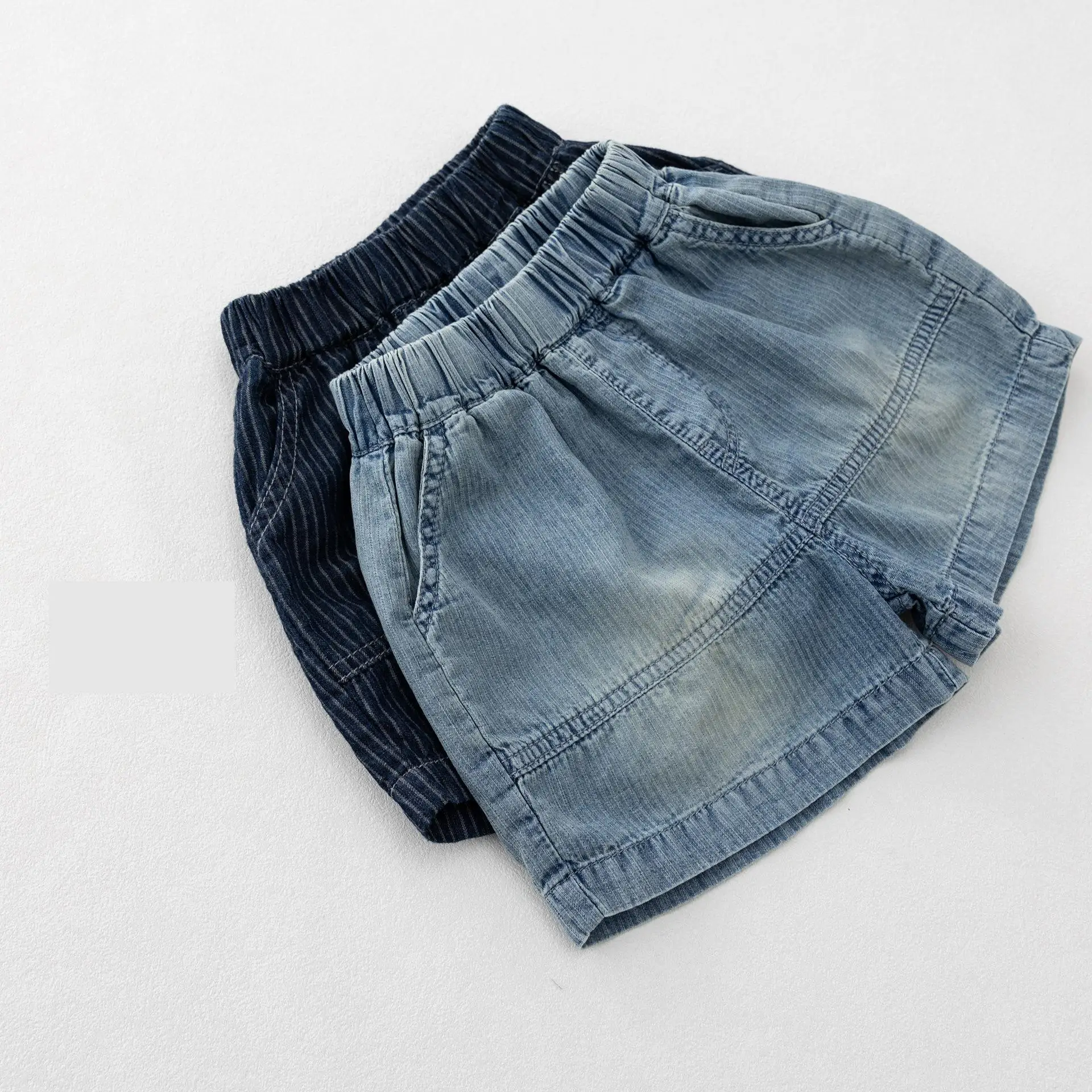 

2026 Summer New Children Vintage Striped Denim Shorts Fashion Girls Loose Shorts Kids Boys Casual Shorts Toddler Clothes