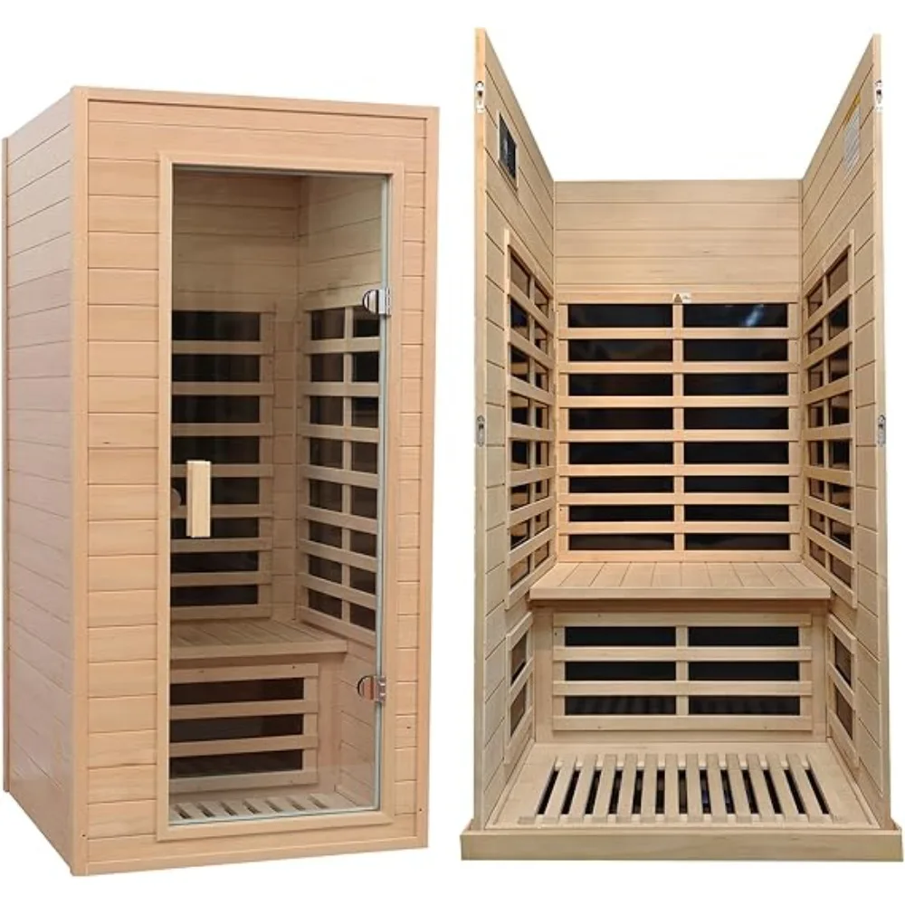 Salón de sauna, de Infrarrojos Lejanos De Madera Hemlock,1200 Vatios, Infrarrojo Lejano EMF Bajo Con Bluetooth, LCD, sauna Casera