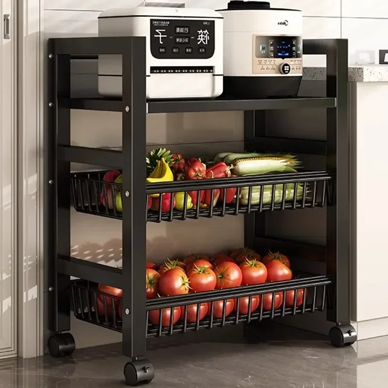 Kitchen vegetable basket rack floor-to-ceiling multi-layer stainless steel shelf new multi-functional kitchen utensils storage