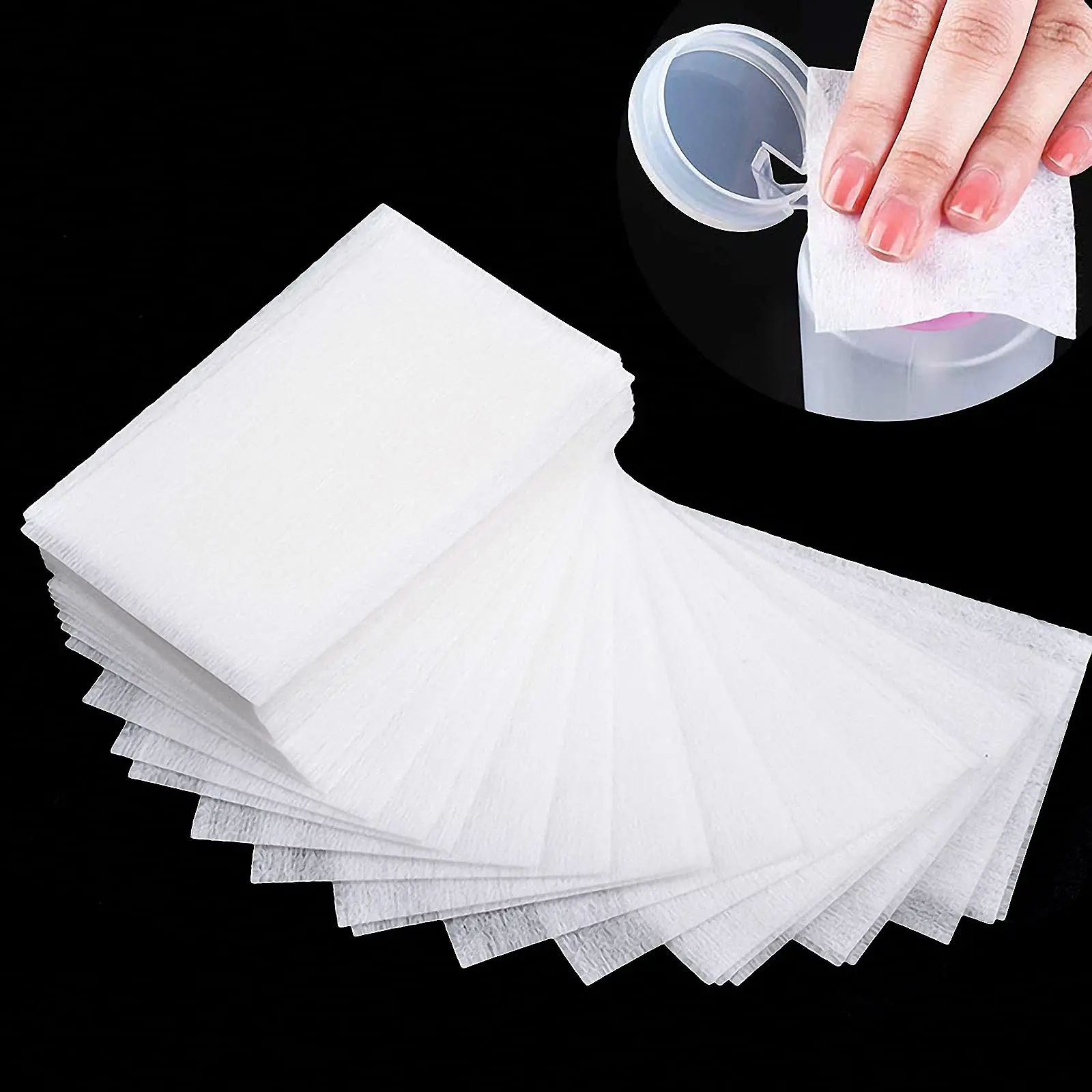 No Liquid Included Dry Nail Wipes & Empty Pump Dispenser Bottle Combo Lint Free Absorbent Cotton Pads Nail Art Removal Daily