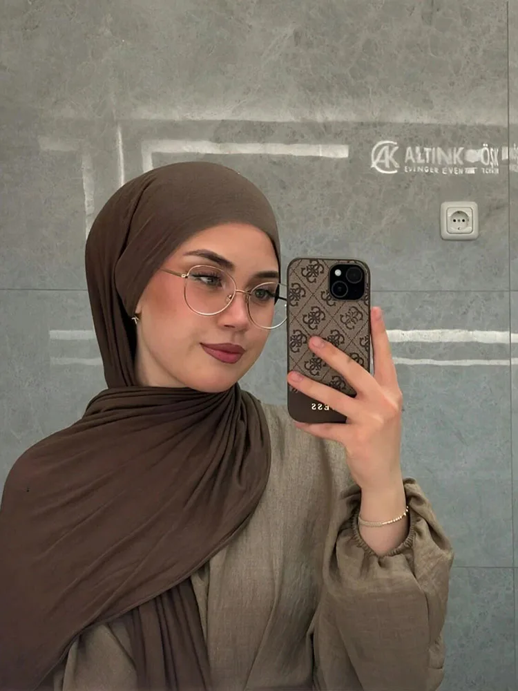 

Премиальные мусульманские хиджабы из джерси для женщин: модальные хлопковые платки-шали, однотонные исламские тюрбаны, мягкие длинные головные уборы, повязки на голову