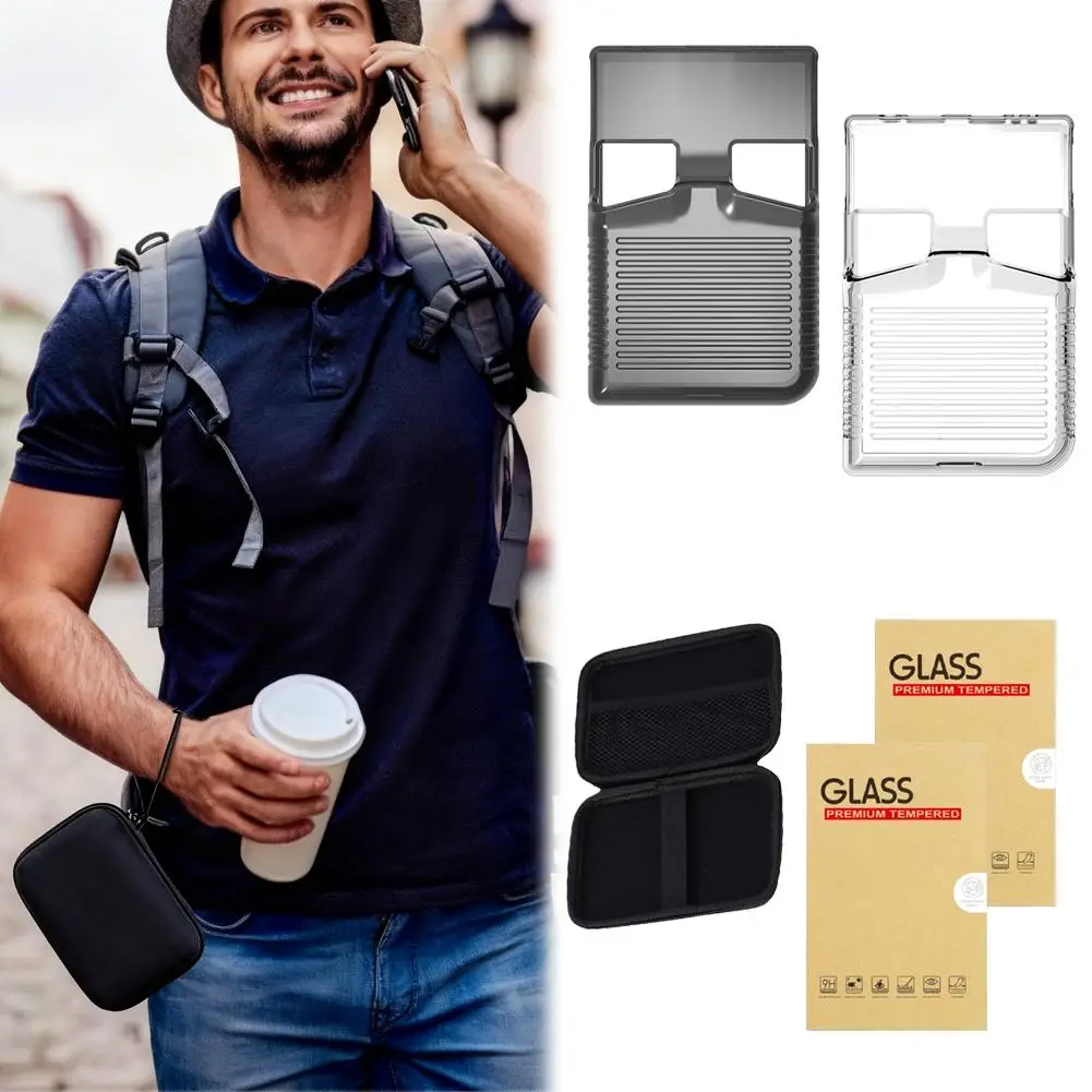 For Anbernic RG35XX Pro Storage Bag Carry Case Screen Protector Protection Cover Handheld Game Console Accessories