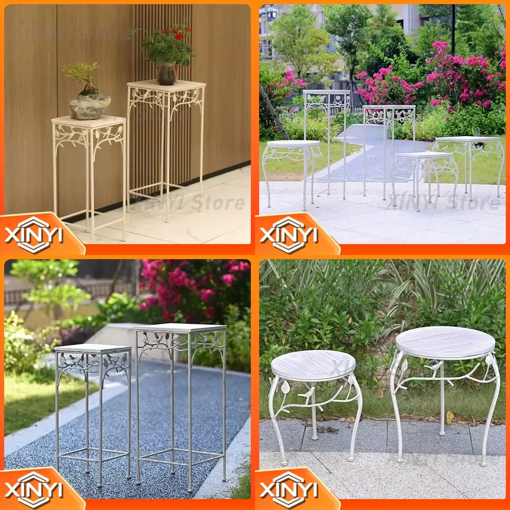 for Garden Trade Goods for Bird Wrought Iron Outdoor Stairs for Balcony Raised Solid Wood Flower Stand Round Stool Floor