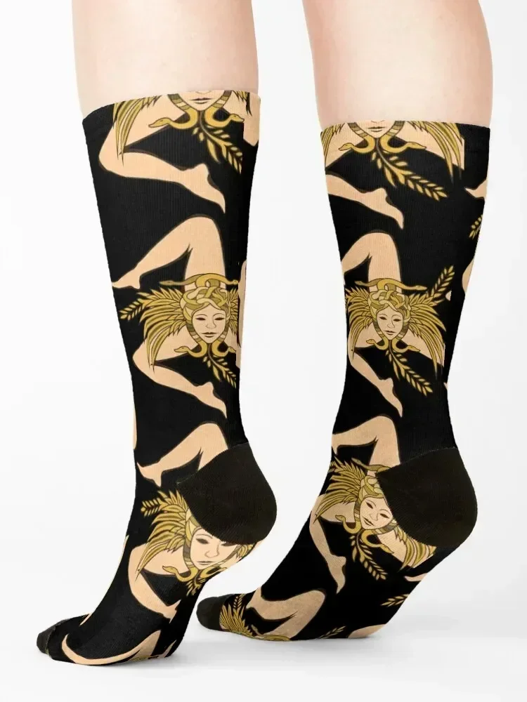Sicily Trinacria Socks men cotton high quality Antiskid soccer colored Novelties Socks For Man Women's