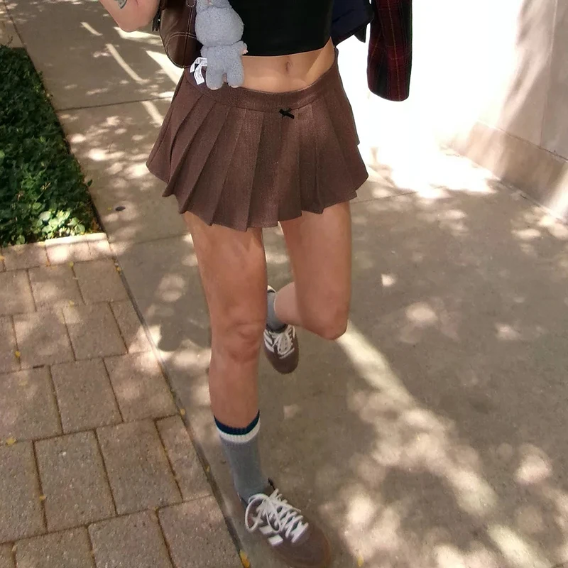 

Maemukilabe Preppy Cute Plaid Mini Skirt 90s Vintage Low Rise Micro Pleated Skirt 2000s Retro Y2K Aesthetic Teen Girl Skirt