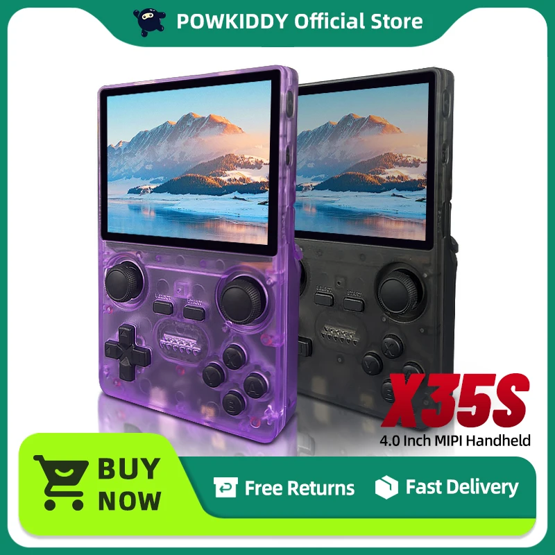 

POWKIDDY X35S 3.5 inchIPS Screen 640(MIPI)x480 Retro Handheld Game Console PS Open Source System RK3566 Cheap Children's Gifts