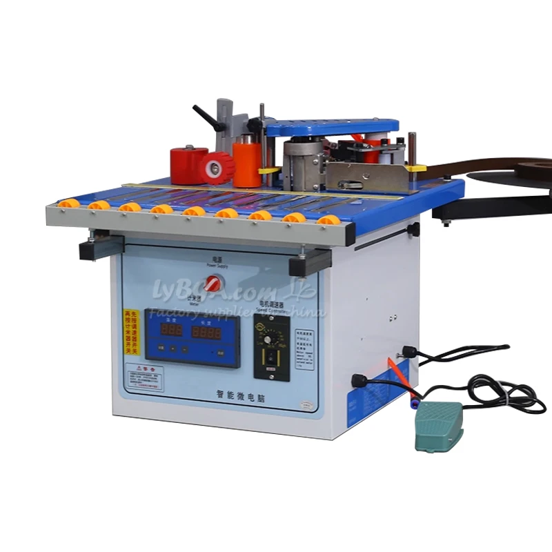 Edge Banding Machine Roller/Double Cylinder/Microcomputer LY-500 Wood Edge Bander with Automatic Belt Cutter/Straighten/Widened