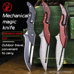 Damascus Folding Knives Tactical pocket Knives D2 steel sharp mechanical folding knives outdoor camping rescue folding knives