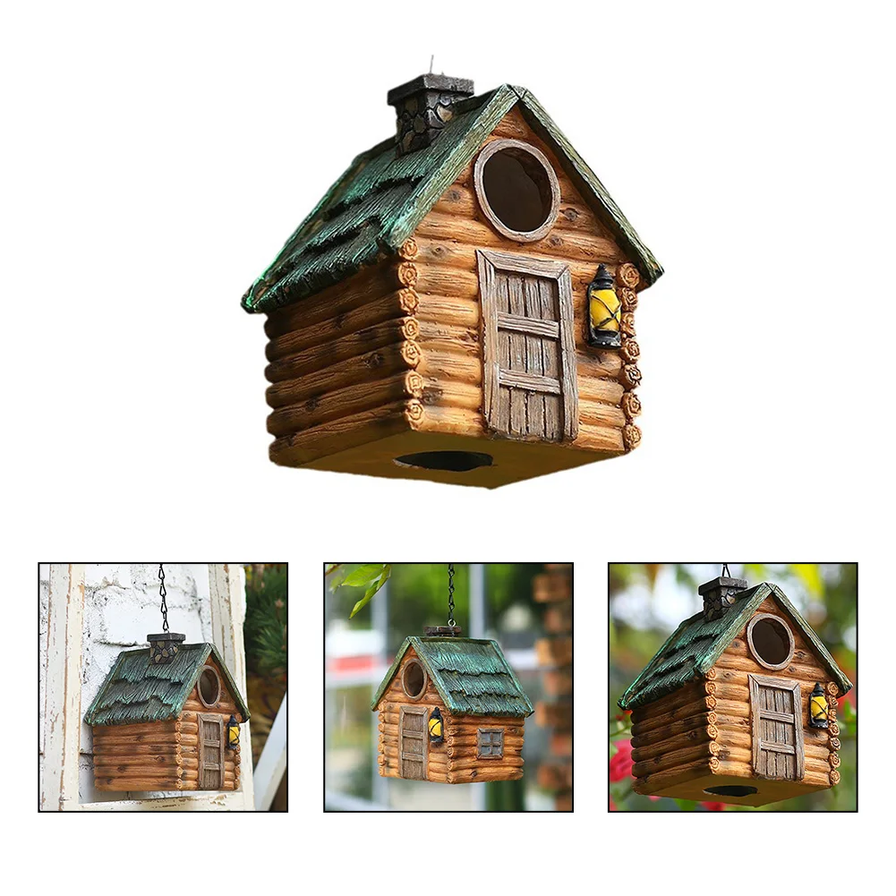 1pc Hangable Bird House Resin Outdoor Bird Nest Wall Hanging Birdhouse Multifunctional Outdoor Garden Tree Bird Nesting Box