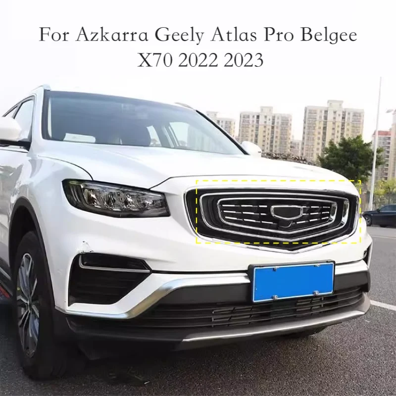 

Передняя решетка автомобиля из нержавеющей стали, часть бампера, верхняя решетка, внешние накладки для Azkarra Geely Atlas Pro Belgee X70 2022, аксессуары