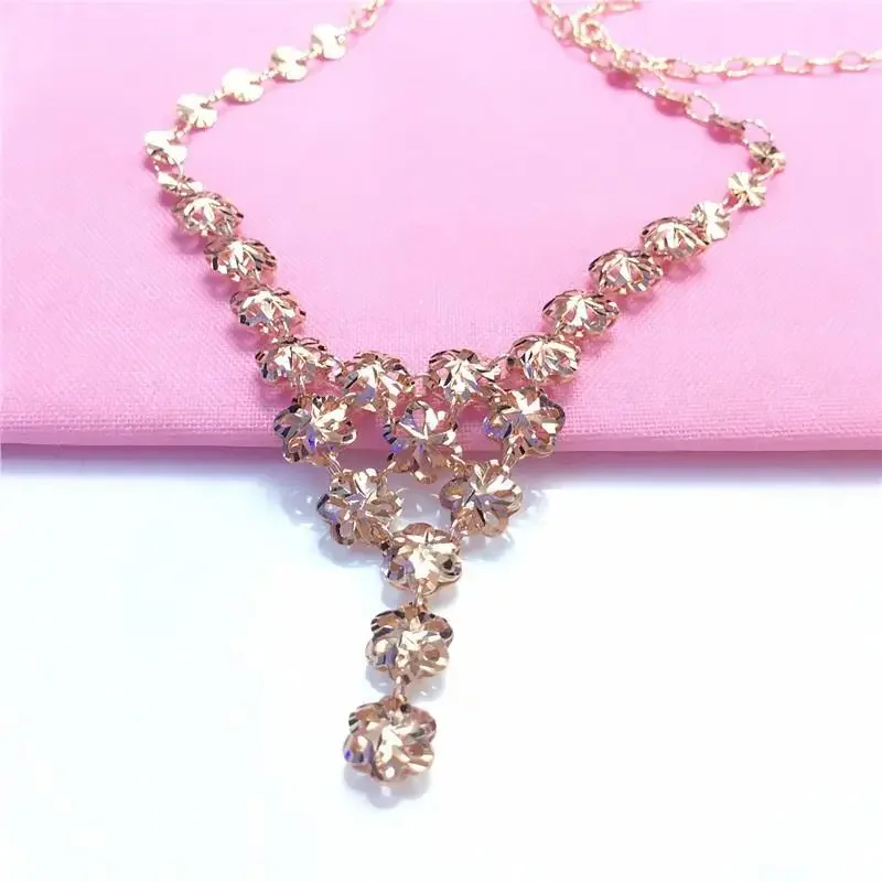 Romantic Luxury Wedding Flowers Tassel Necklace for Women Rose golden Pendant Engagement Dinner Moroccan jewelry gifts