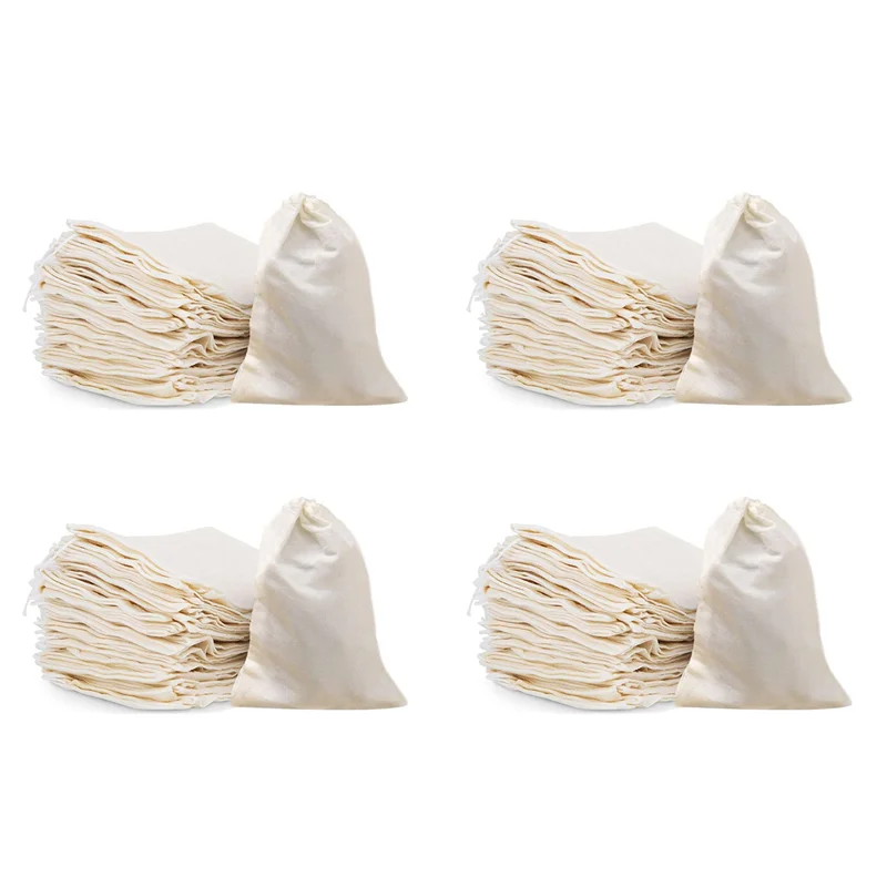

200 Pcs 4 X 6 Inches Cotton Muslin Bags, Reusable Drawstring Bags For Tea, Cheesecloth Sachet Bags For Party