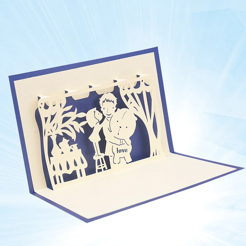 

1Pcs 3D Stereoscopic Greeting Card Handmade Pop Up Paper Craft Gift for Father's Birthday Festival Celebration Greeting Card