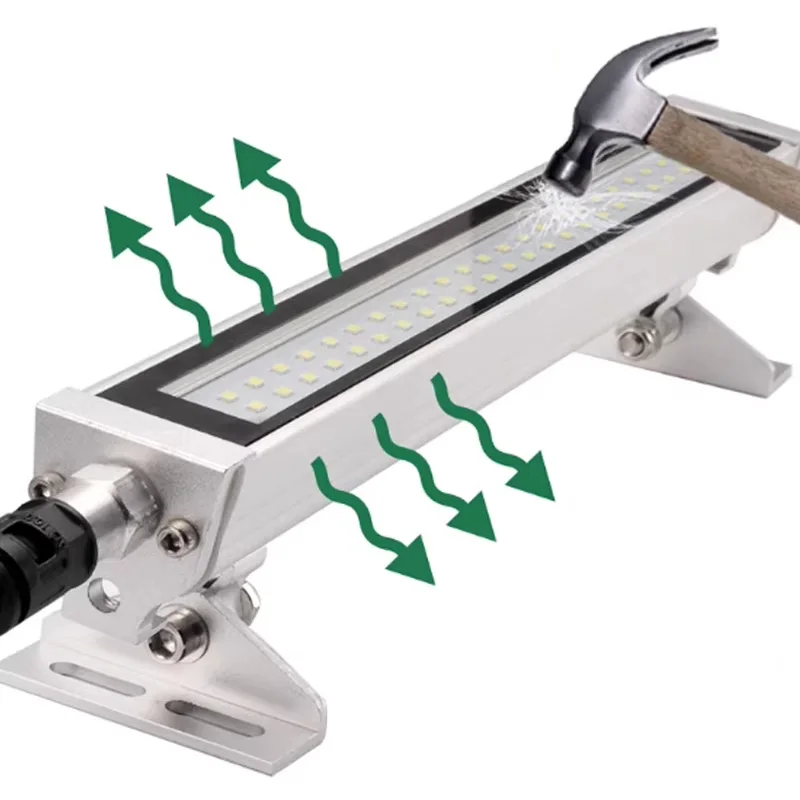 10W/14W LED CNC Work Light CNC Machine Tool Work Light Tempered Frosted Glass Aluminum Alloy Body Adjustable Sliding Bracket