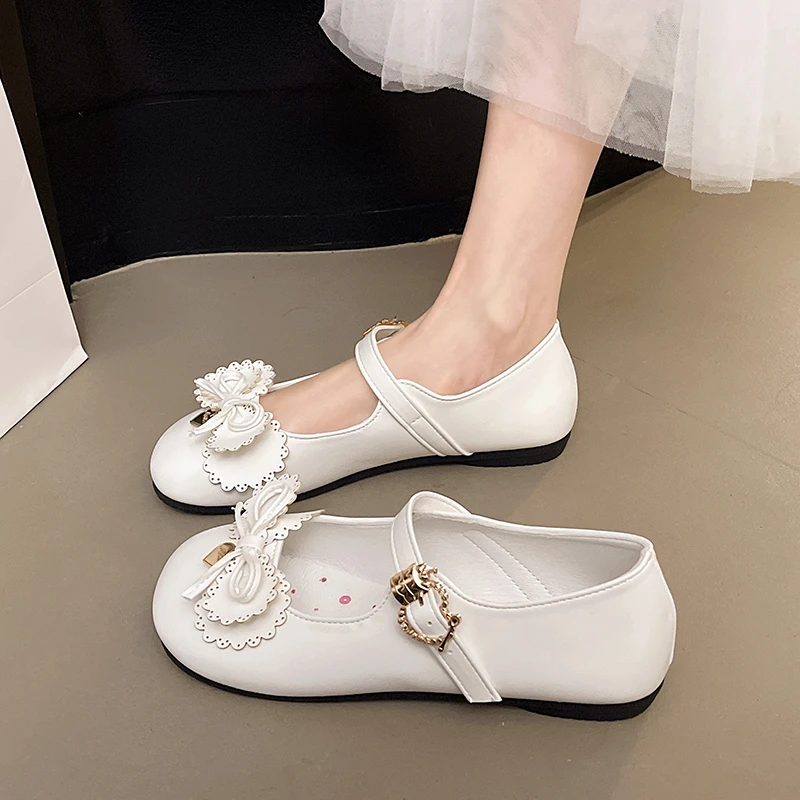 Spring New Coarse Heel Single Shoes Women's Fashion Round Head Shallow Bow Anti-slip Wear-resistant Mary Jane Shoes image 5