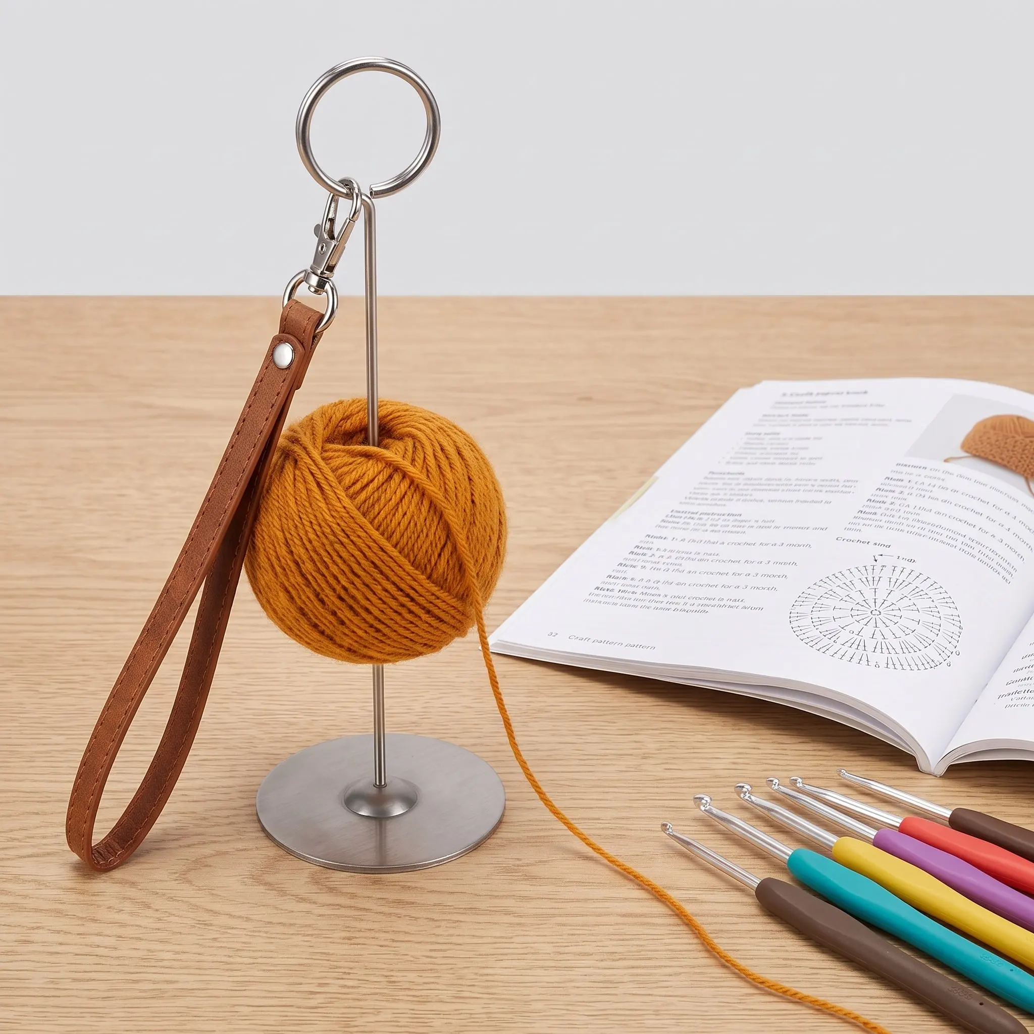 Rotating Yarn Ball Spinner Wrist-Mounted Wearable Yarn Holder Adjustable Strap Portable Anti-Tangle Stand for Knitting Crochet