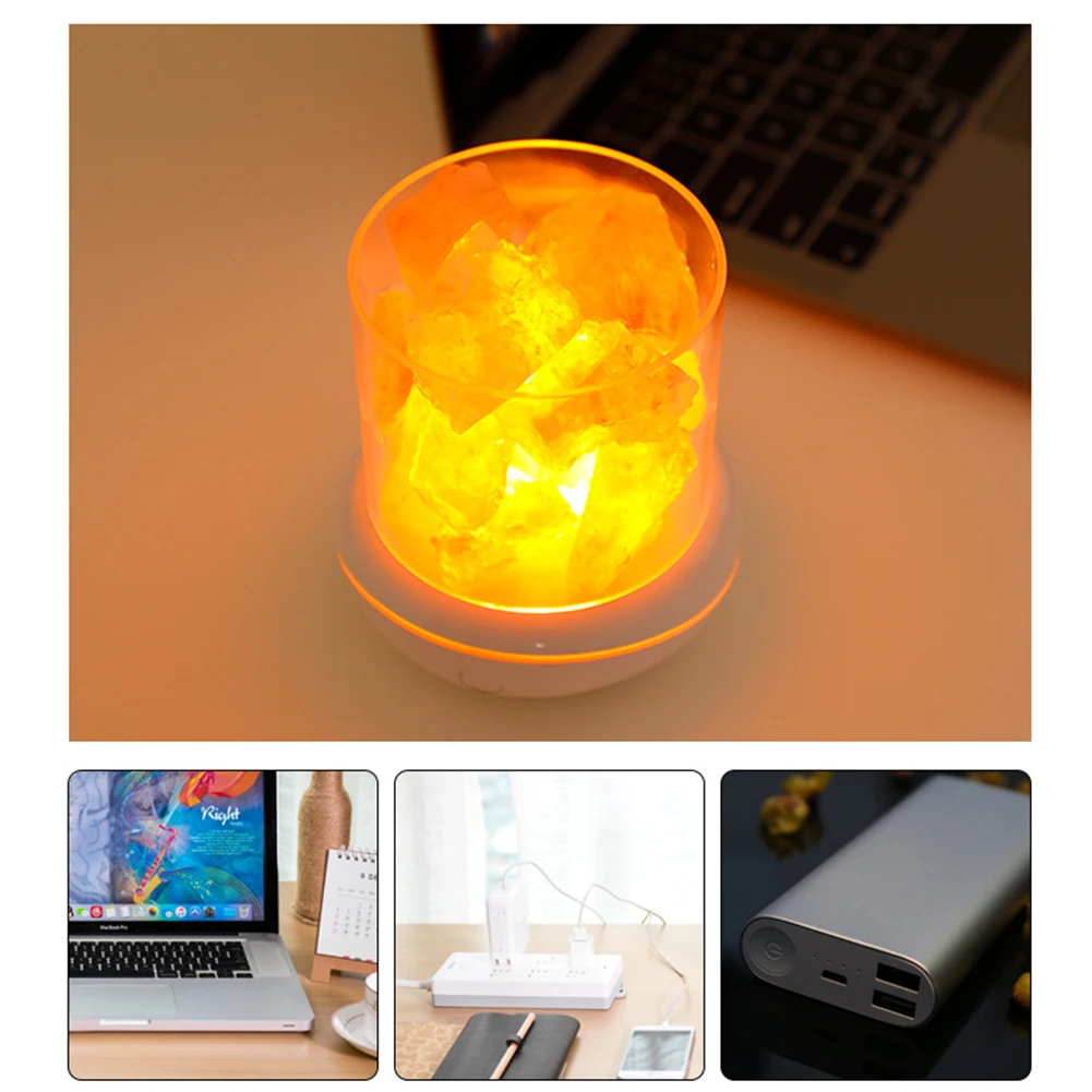 Crystal Natural Himalayan Salt Lamp USB Led Multicolor Night Light Table Lava Lamps for Bedroom Bedside Fixture Christmas Decor