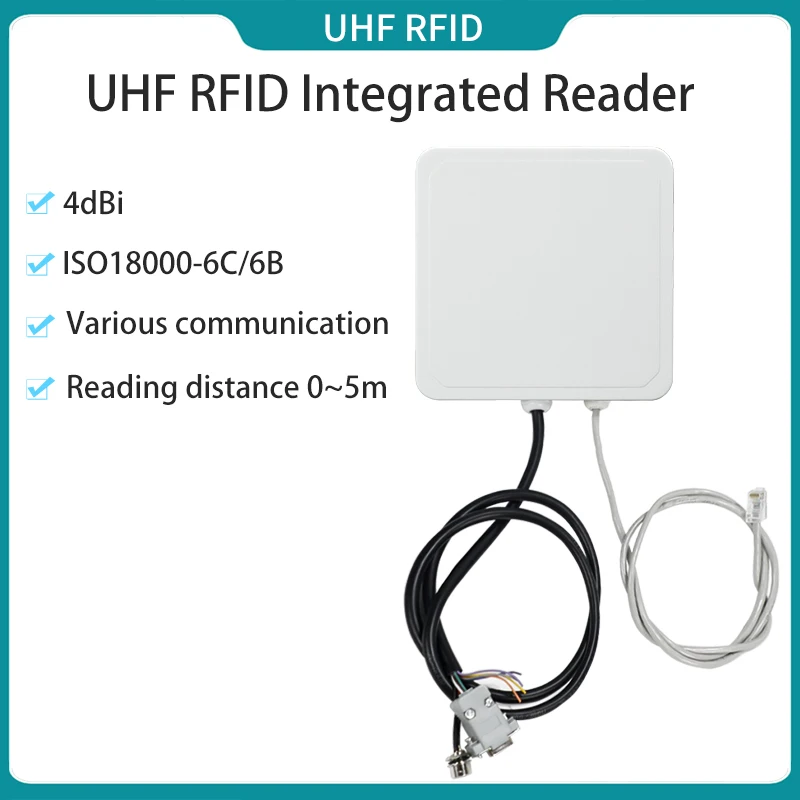 4dbi Antenna Reader UHF RFID Card Reader 5m Medium Range RS232/RS485/Wiegand/TCP/IP Read 5m Integrative UHF Reader
