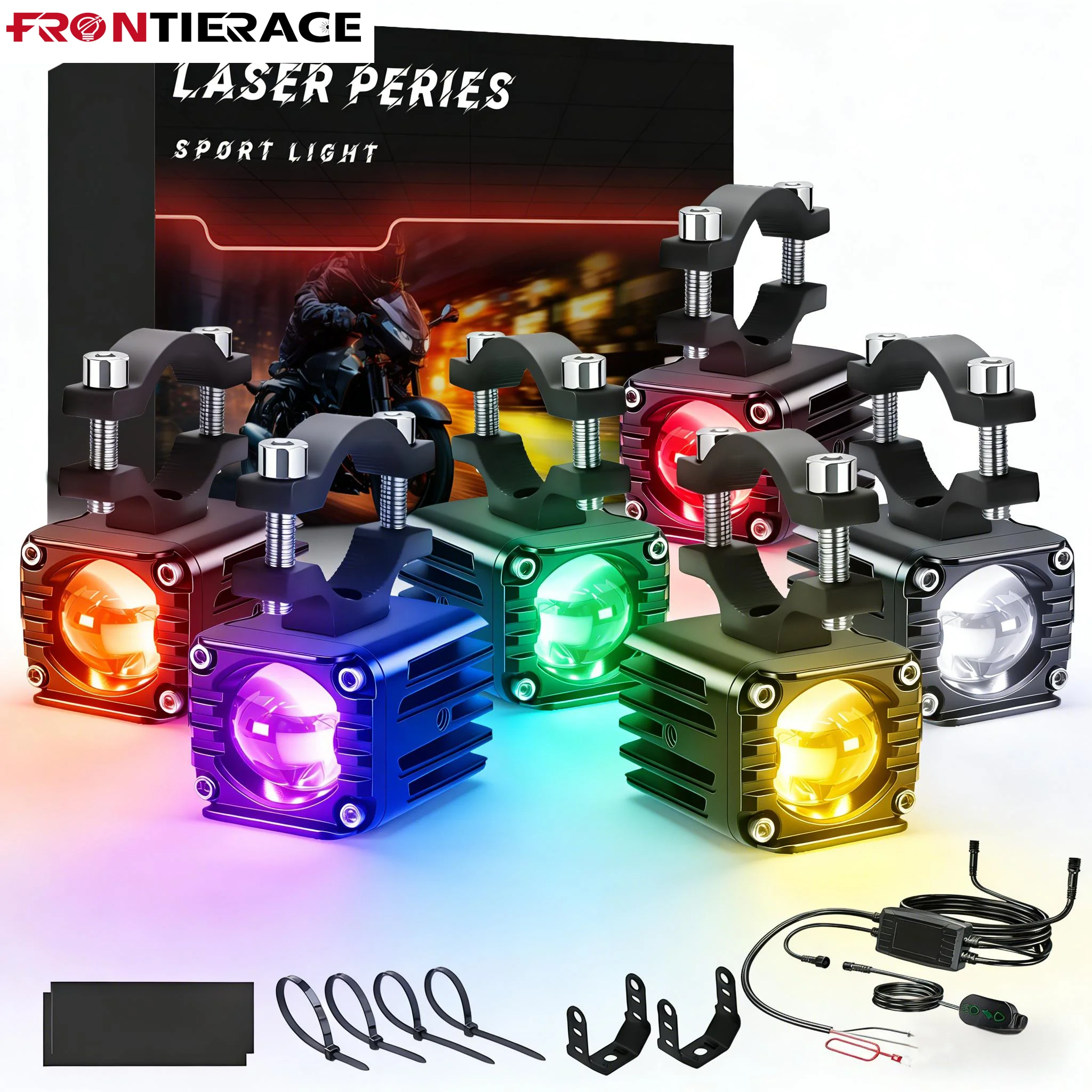 Motorcycle LED Auxiliary Headlight High Power Red, Yellow, Blue, Green, Purple, White Light for ATV Truck Dirt Bike SUV UTV