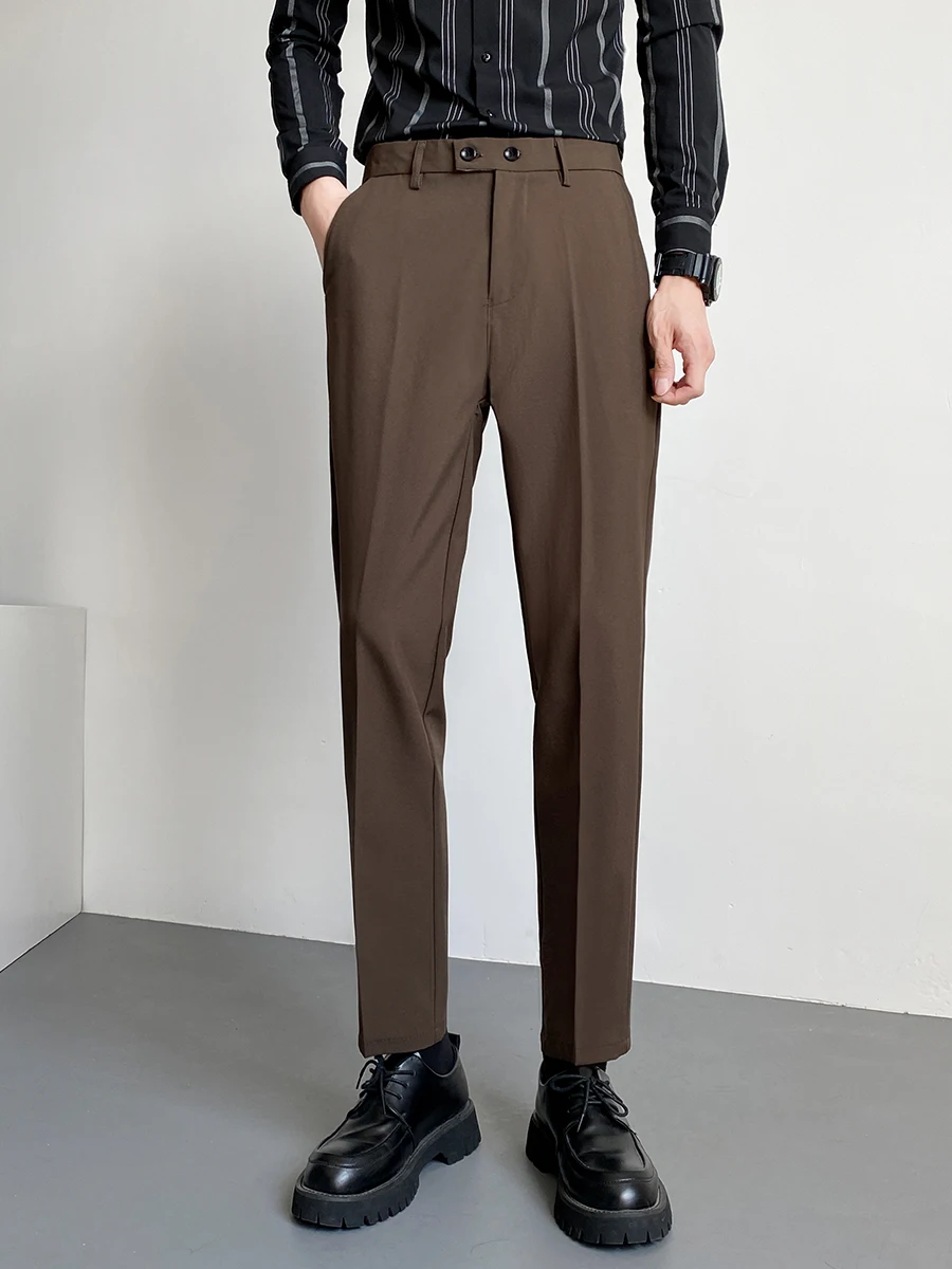 

Spring and Autumn New Light Mature Style Slim Fit Casual Business Nine Point Paired Straight Leg Pants 6740