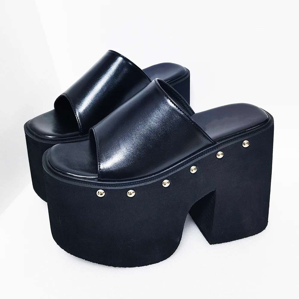 

Gdgydh Popular European and American Style Thick-soled Wedge Heel Sandals for Women Platform Classic Slippers Outdoor Black