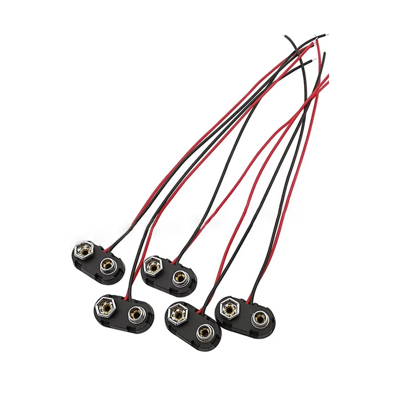 5pcs T-shaped 9V battery connector with hard plastic shell suitable for DIY experiments or other devices with batteries