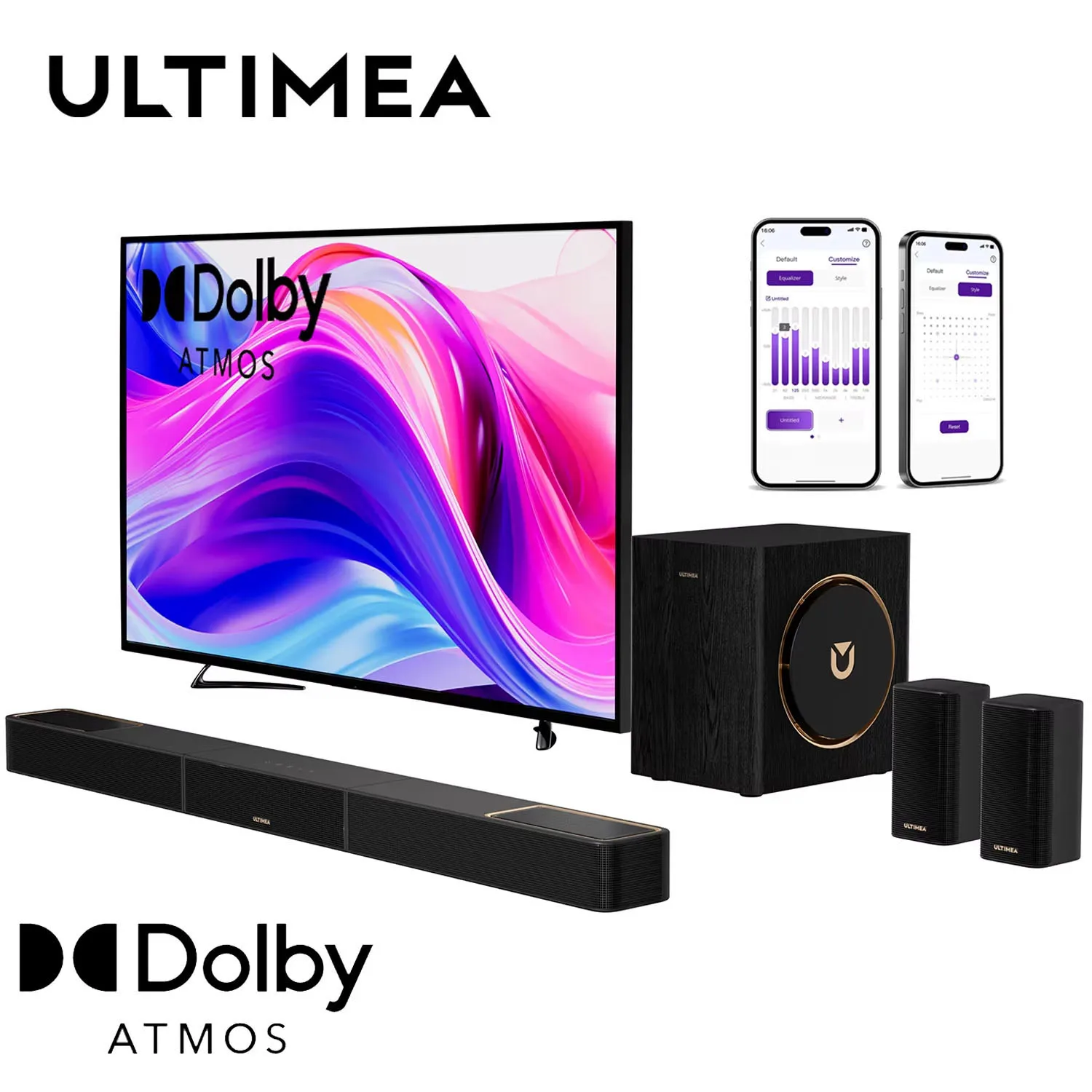 

ULTIMEA Skywave X40 5.1.2ch Wireless Surround Sound System for Smart TV with Dolby Atmos, 530W Soundbar with Wireless Subwoofer