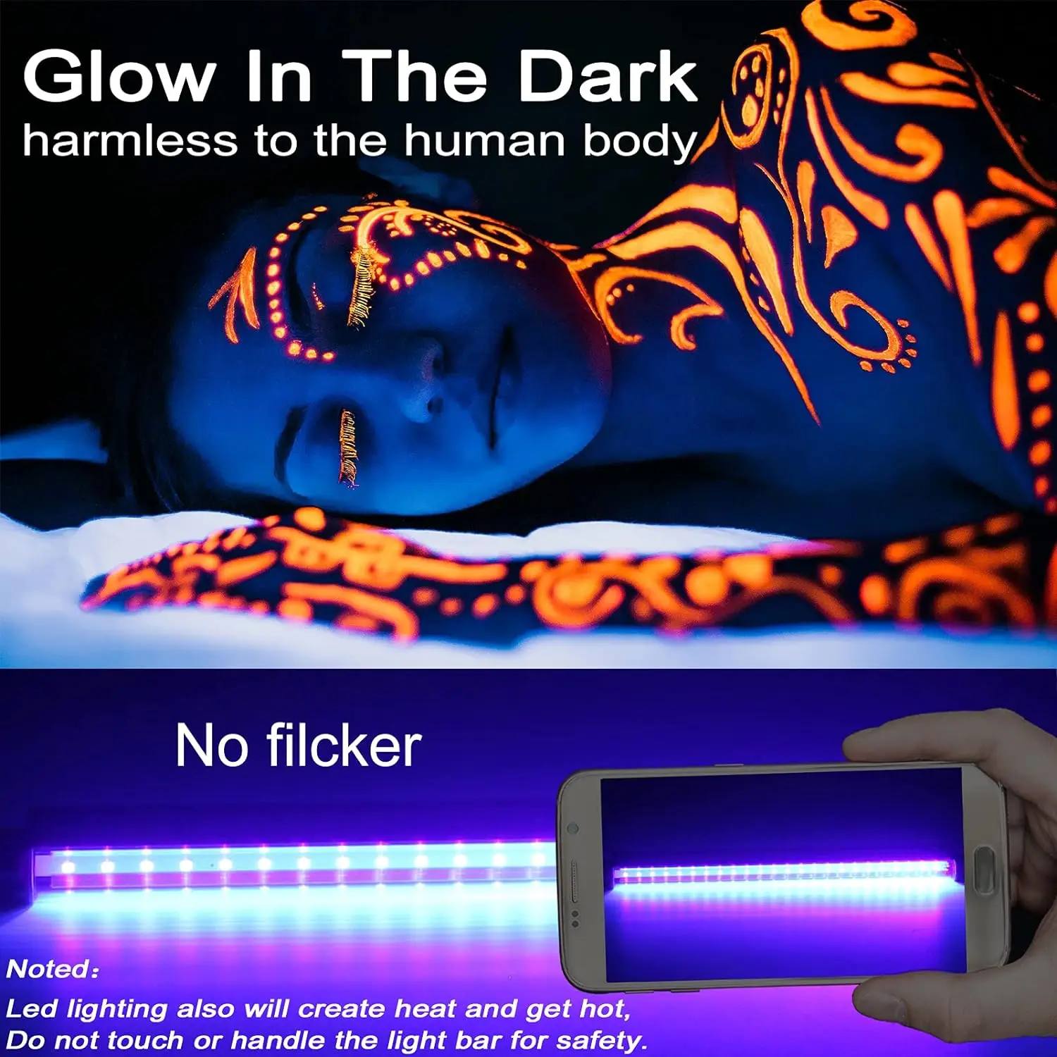 T5 LED UV Lamp Tube interfaccia USB, forte faretto UV, tubo per lampada a polimerizzazione UV, 395nm, per feste, natale, Halloween Glow Party