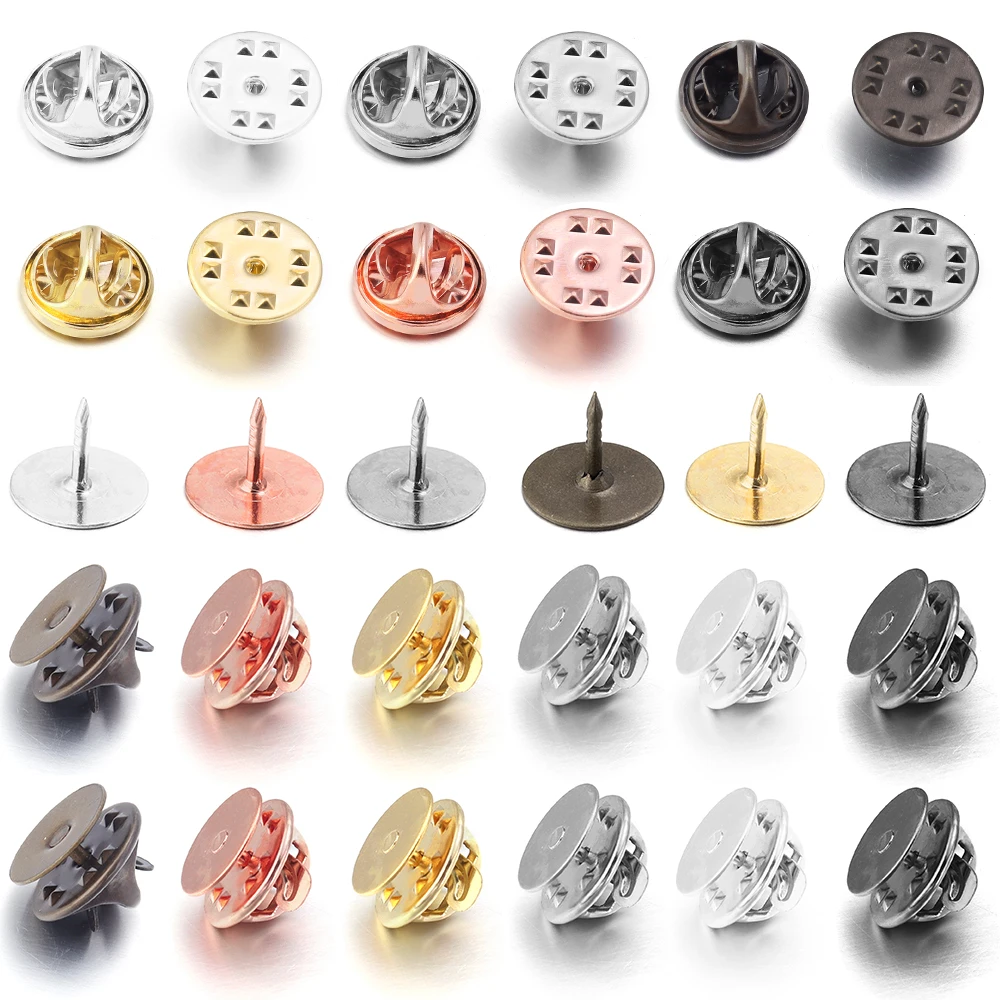 20sets Kupfer Locking Pin Zurück Brosche Abzeichen Halter Metall Schmetterling Brosche Schnalle Abzeichen Manschettenknöpfe Für DIY Schmuck Machen liefert
