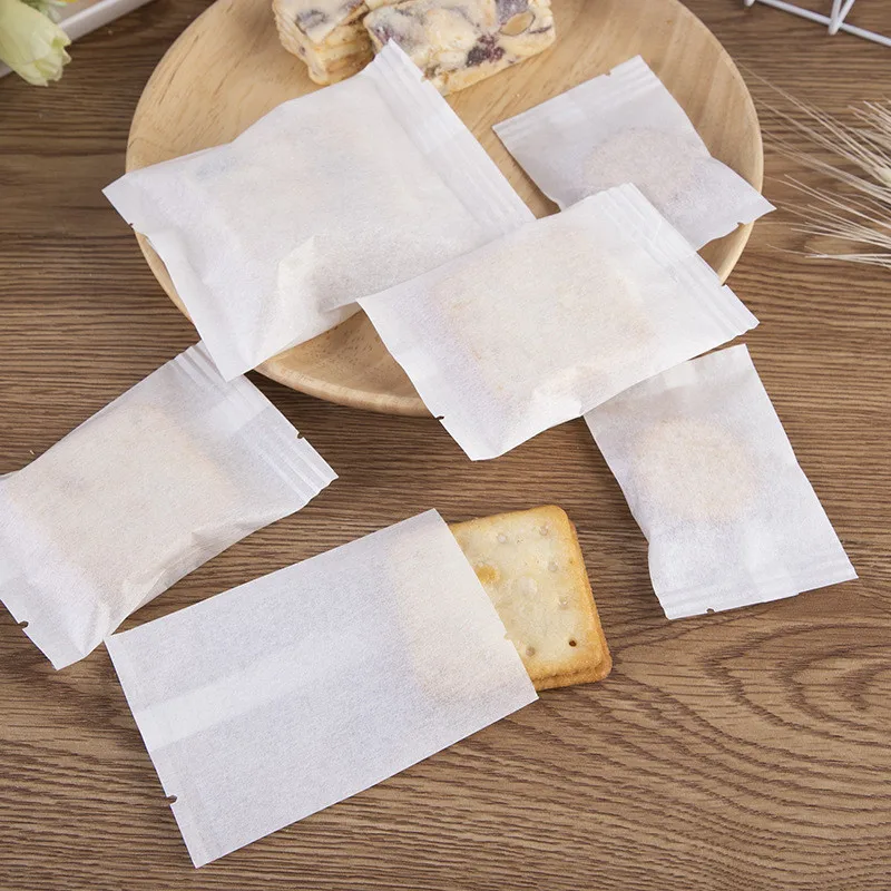 

100Pcs White Cotton Oil Proof Paper Bags Scented Flower Fruit Tea Candy Cookies Biscuit Machine Sealing Packaging