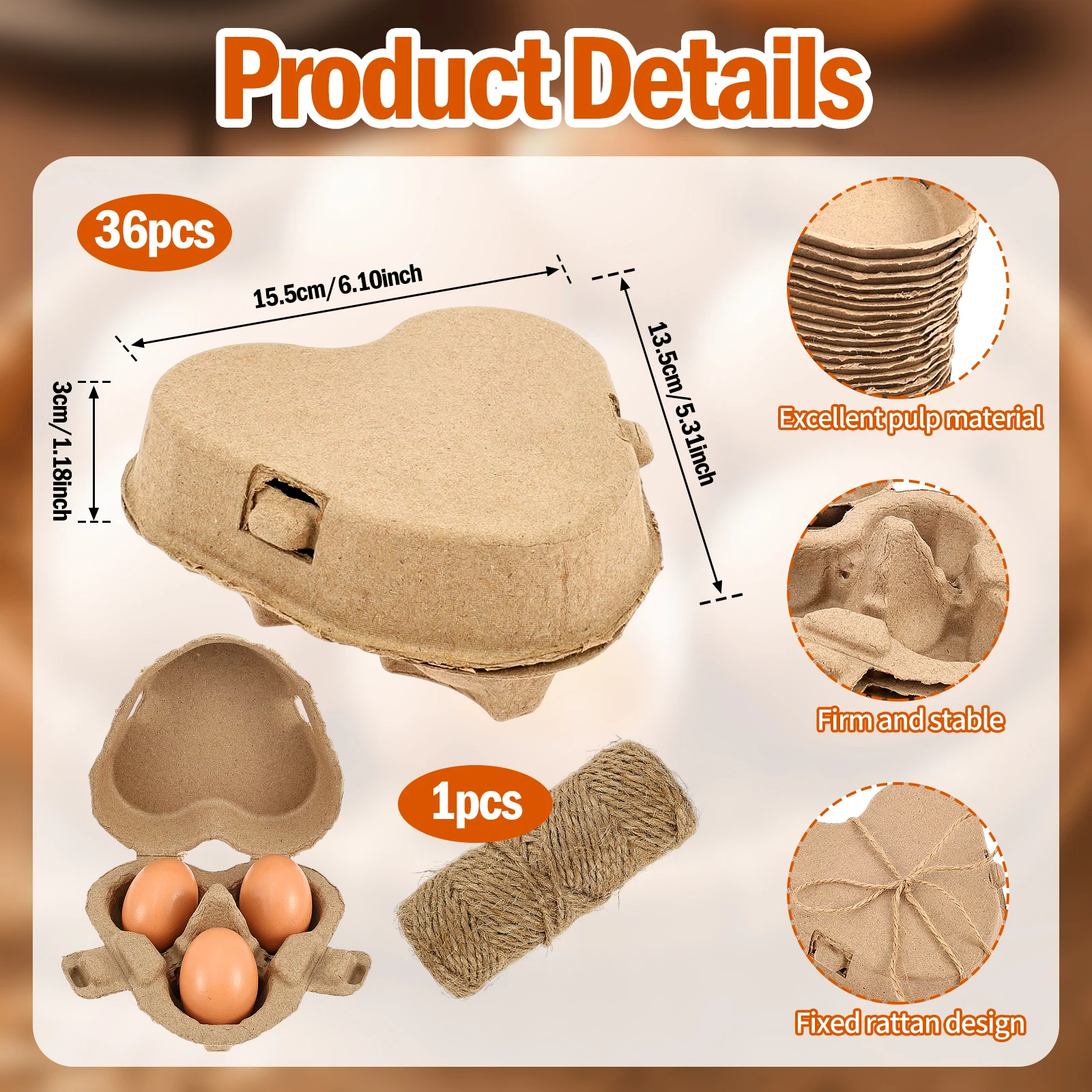 36Pcs Egg Carton Heart Shape Paper Pulp Container Box Egg Storage Boxes Bulk Holders Chicken Egg Trays Storage Container Holder