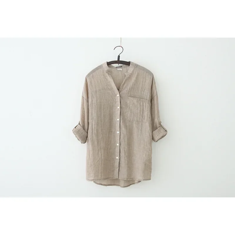 Elegant Feminine Shirts Cotton Linen Large Size Blouses Fashion Woman Vintage Blouses 2023 Summer Korean Style Clothes