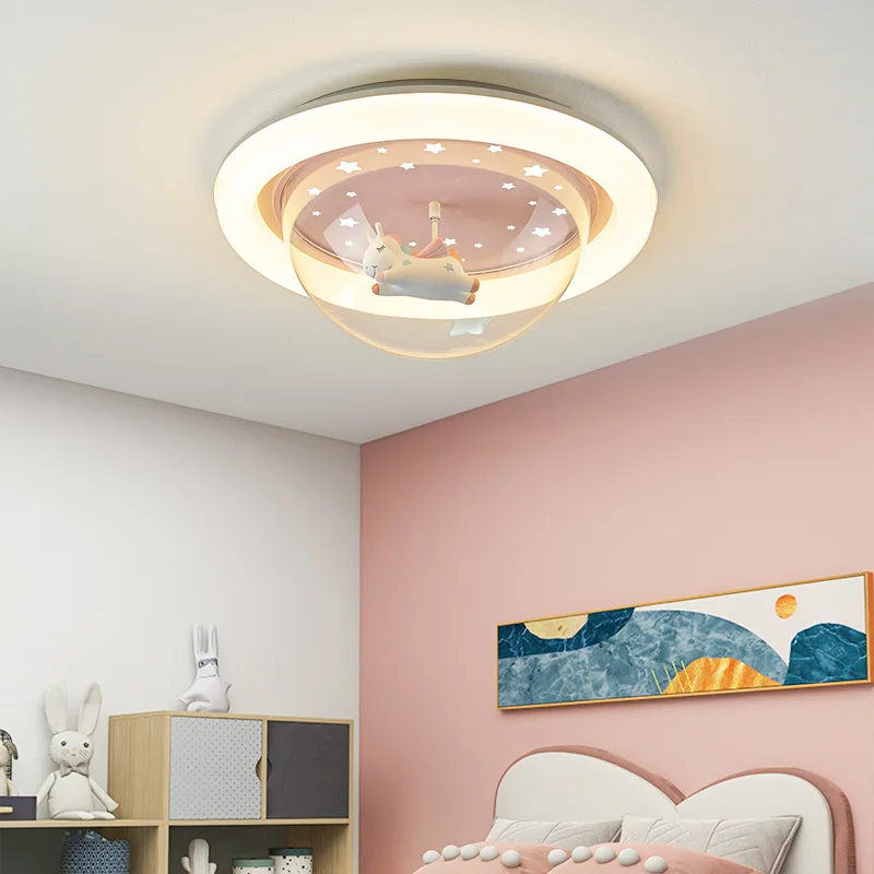 

Girls bedroom ceiling pink unicorn astronaut cartoon children's room full spectrum eye protection simple light