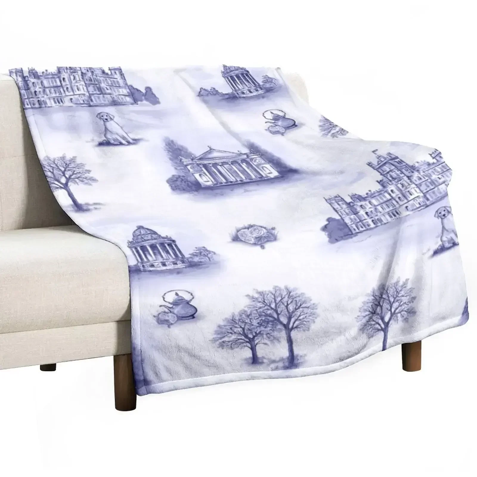 

Downton Abbey inspired Toile Throw Blanket christmas gifts Comforter Moving Blankets