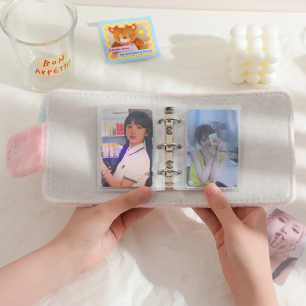 IFFVGX Plush 3inches Binder Photocard Holder Kpop Idol Photo Album Cute Photocards Album Collect Book Para Fotografias 포토카드 포장용품