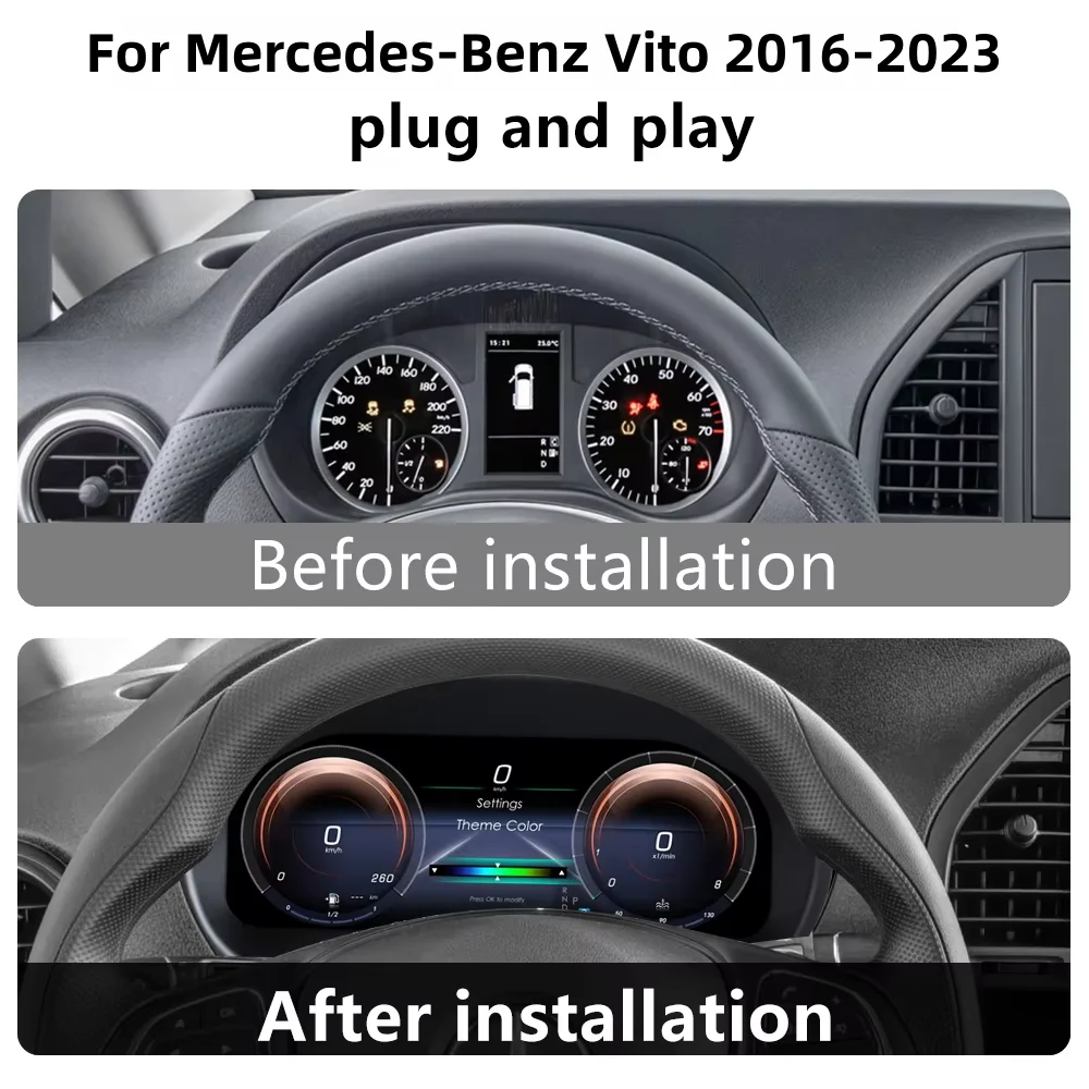 LCD Dashboard Panel For Mercedes-Benz Vito16-23 24 C-Class GLC 15-19 CLA/GLA 13-19 V-Class16-23 Digital Speed Instrument Cluster