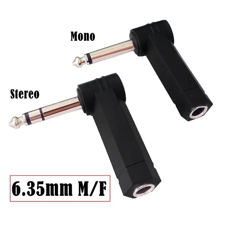 

2pcs Elbow Mono 6.35 MaleToFemale Extension Head Audio Adapter Dual Channel 6.5 Male To Female Extension Plug
