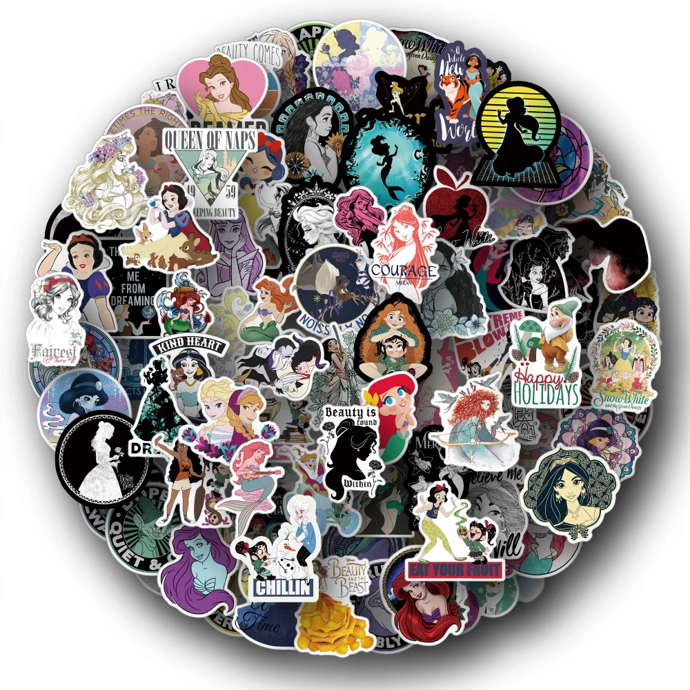 

10/30/50/100PCS Disney Cute Princess Cartoon Stickers Laptop Phone Guitar Scrapbook Luggage Car Waterproof Sticker Decal Kid Toy