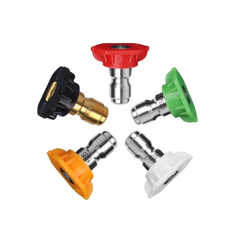 Pack Of 5 Color Nozzles With 1/4 Inch Quick Connecting And Ball Valves For High Pressure Washer Accessories